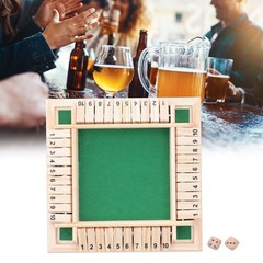 Wooden Box Number Dice Game Set 4 Players Wooden Board Math Number Game Family