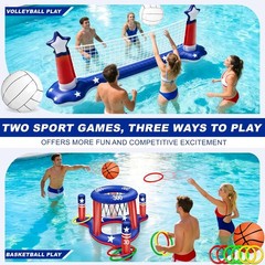 4th of July Pool Games Set Inflatable Water Sport Toys Patriotic 3-in-1 Large