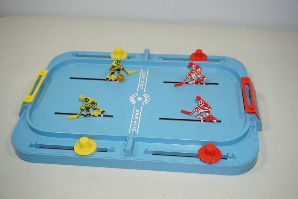 Vintage 1970 Ideal Toy Corp. Sure Shot Hockey Table Top Marble Game
