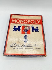 Vintage 1935 Monopoly Parts Set Metal Tokens Wood Houses NO BOARD Parker Bros