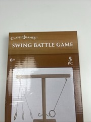 Classic Swing Battle Ring Toss Game 5pc Wooden Hook & Ring Outdoor/Indoor 2 Play