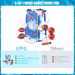 Pool Basketball Hoop 3-in-1 Floating Football Ring Games 5 Balls LPFG 4-8 8-12