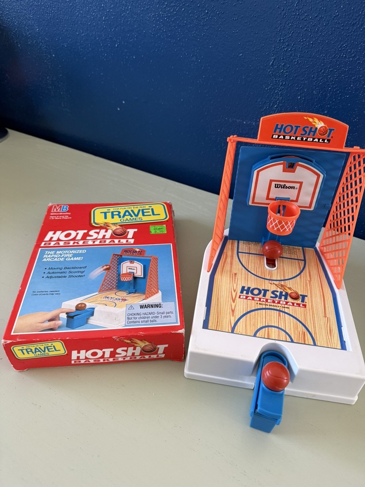 Vintage 1992 COMPLETE Milton Bradley Travel Hot Shot Basketball Game with Box