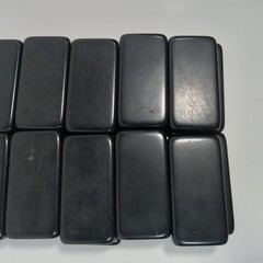 Vtg Set of Puremco No. 616 Standard Black Marblelike Dominoes Made In USA Waco