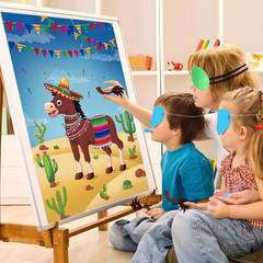 Pin The Tail On The Donkey Party Game with 50 Pcs Tails Large Mexican Donkey Gam