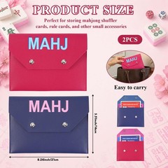2Pcs Leather Mahjong for Cards, 8.3 x 5.5 in Mahjong Protective Cover Case, M…