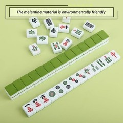 Compact Mahjong Set – 144 Melamine Tiles + 8 Blanks, Travel Size with Handbag