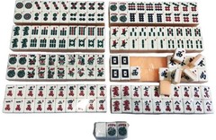 Mahjong Mahjongg American 2 Tone Full Standard Size 166 Tiles Off White Engraved