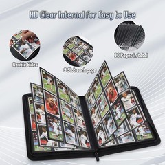 9 Pocket Card Binder – 540 Capacity with Zip 9 x 6.5 x 1 inches, Black