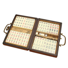 Vintage Chinese Mahjong Set Traditional 144 Tiles Mah-Jong Game Set W/ Case Box