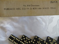 Vtg Puremco Super Thick 1/2” Marblelike Black Professional Dominoes USA #816