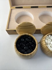 Portable Go Board Game Wood Box & Game Piece Containers