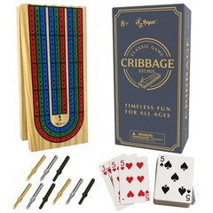 Cribbage Board Game Set w/Storage – Fun Table Game with Wooden Board for Adul…