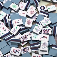 NEW! Vibrant Layered Mahjong Tiles – Full American Set 160Tiles – blue-gray
