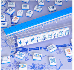 Light Blue American Mahjong Tile Set(1.2″), 160 Engraved Tiles with Mahjong Tile