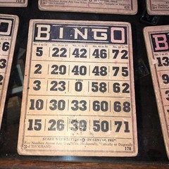 Vintage Lot of 12 Cardstock Bingo Cards Black White Scrapbooking Vignettes 5×6”