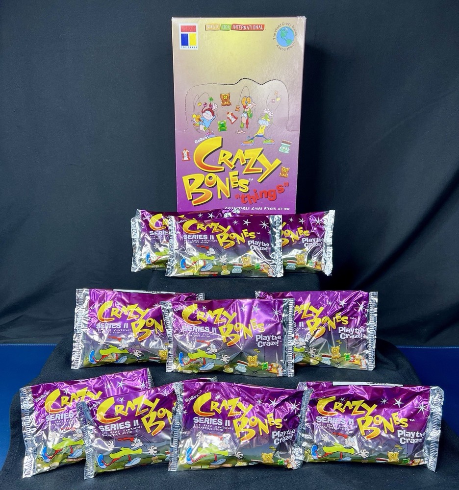 10 Sealed Packs GoGo’s Crazy Bones Things & Empty Display Box