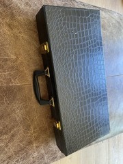 Vintage American MahJongg Set Embossed Wood Tiles And Faux Alligator Case
