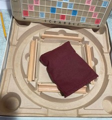 Milton Bradley Scrabble Deluxe Crossword Board Game Rotating Turntable 1988