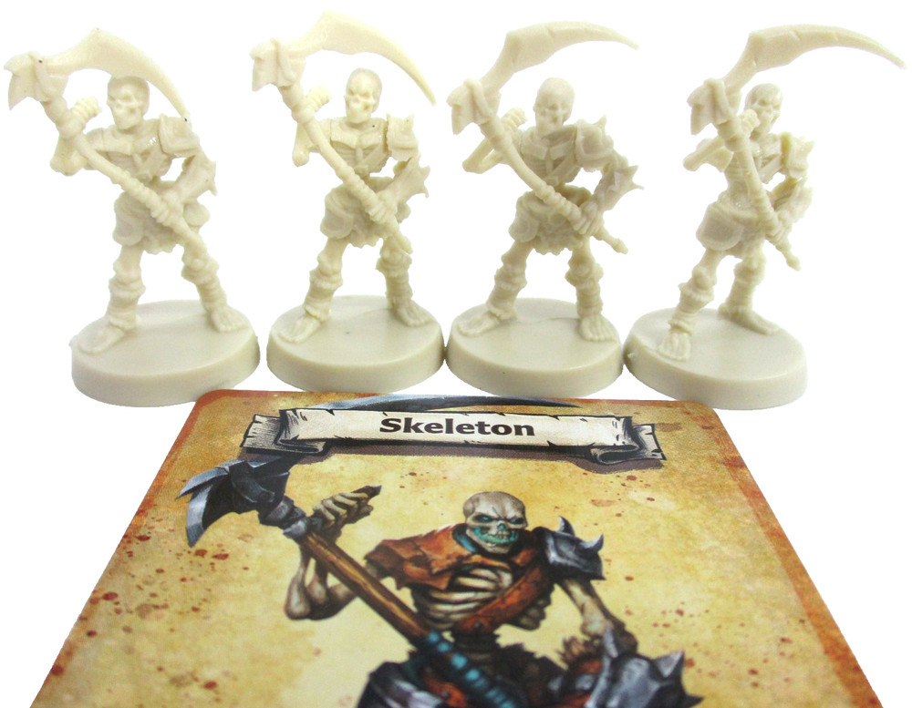 HeroQuest: 4x SKELETON Minis & Cards NEW!!