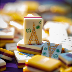 Premium American Mahjong Set 160pcs Yellow Paris Urban Life