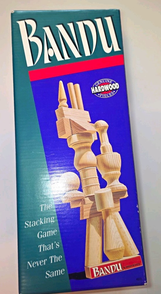 Milton Bradley Bandu Strategy Stacking Game Hardwood Pieces 1991 2-6 Ages 12+**