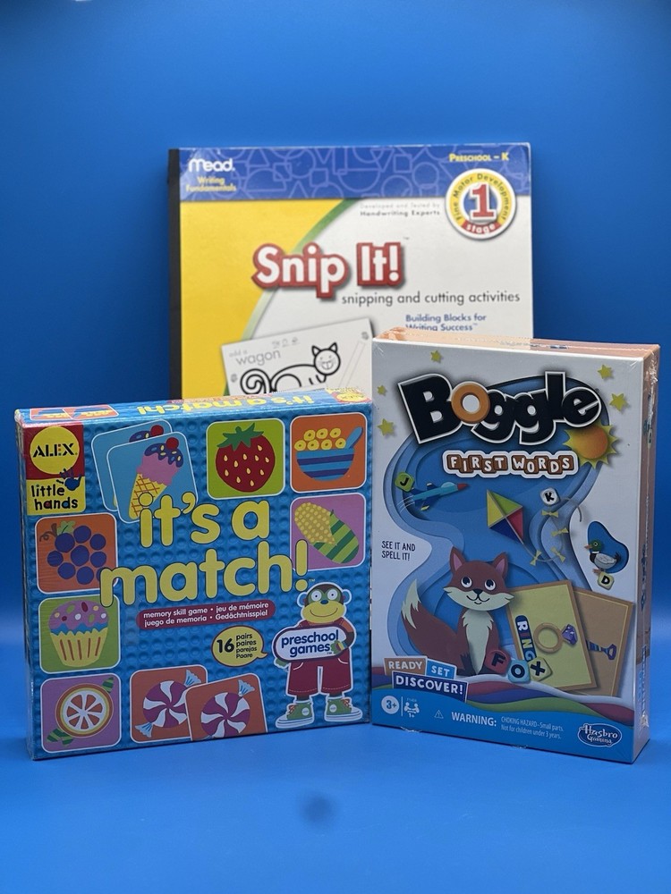 Hasbro Boggle First Words Game & Little Hands Matching Game + SNIP IT Activity