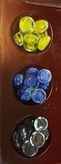 Mancala Game Solid Dark Wood Folding Multi-Color Stones Complete Cardinal
