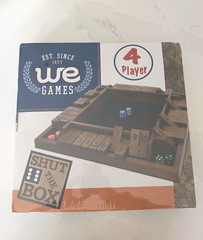 WE Games 14inch 4-Player Shut The Box Wooden Board Game, Travel Size, Walnut