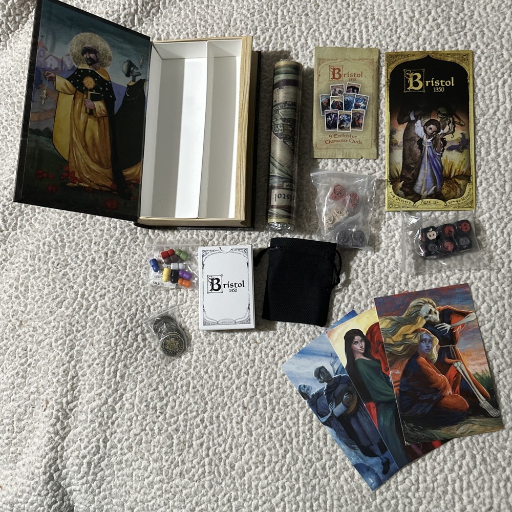 BRISTOL 1350 Deluxe Edition Board Game 9 Character Cards 6 Coins, 3 Mini Prints