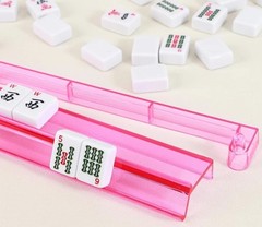 Modern Mahjong Racks with Built-in Pushers – Multicolor Acrylic – Set of 4