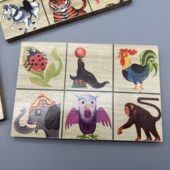 VTG Lotto Animals Game! Wooden Pieces Ages 4 To 10 , 2-4 Players Made In Israel