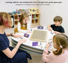 2 in 1 Math Board Game for Kids – Wooden Double Sided Table with Dice and Cards