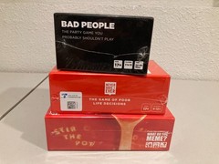 Lot of 3 Adult Party Games New Sealed – Never Have I Ever, Bad People, Stir the