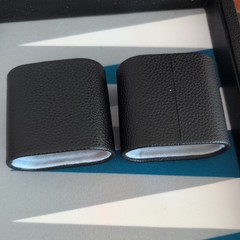 19″ Silverman & Co Large Faux Leather Backgammon Set Black w/teal white & gray