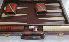 Vintage Backgammon Briefcase Set Game Folding Carry Case Brown No Manual