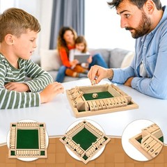 Wooden Dice Board Game Shut The Box for 4 Players Flaps & Dices Game Parent-chi