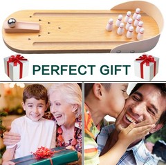 Table Top Mini Bowling Game Set-Tabletop Wooden Board Mini Arcade Desktop Tiny B