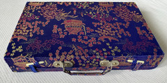 Vintage MCM Chinese Mah Jong Mah-Jongg Tile Game in Silk Case NEW Tiles READ