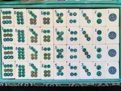 Vintage Chinese Mahjong Tile Set Bamboo Back Western Index 152 Tiles Complete