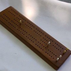 Handmade Wooden Cribbage Board. Brazilian Walnut. Brass And Aluminum Pegs. USA