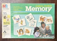 Vintage 1986 Memory Card ANIMAL FAMILIES Milton Bradley – USA Made *COMPLETE*