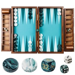 20 Inch Large Backgammon Sets for Adults, Green Backgammon Board, Solid Wood….