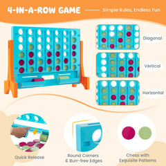 Giant 4-In-A-Row, Wall Mounted & Tabletop Four Connect Game, Indoor Outdoor Boar