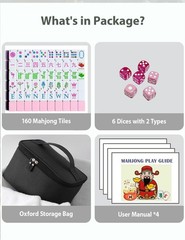 160 Acrylic Engraved Mahjong Tile Set American Mah Jongg Game Tiles with PU B…