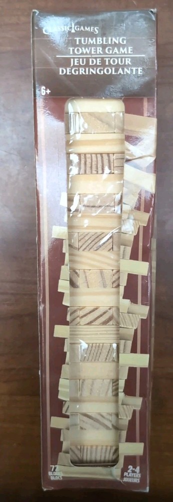 Tumbling Tower Game- 72 Wooden Blocks 2-4 Players Mini Travel Style Classic Fun!
