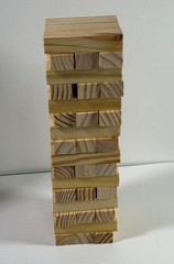 Wooden Tumbling Tower Game 48 Solid Wood Blocks Complete Lightly Used
