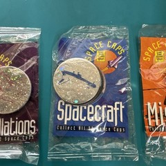 Lot 3 Long John Silvers Vintage Space Caps/Pogs Sealed Package Moon ZA5