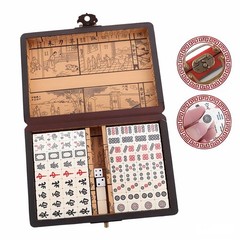 Vintage Chinese Mahjong Set Traditional 144 Tiles Mah-Jong Game Set w/ Case Box