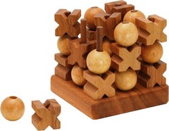3D Wooden Tic Tac Toe Game Rustic Coffee Table Decor Family Gift Fun for All